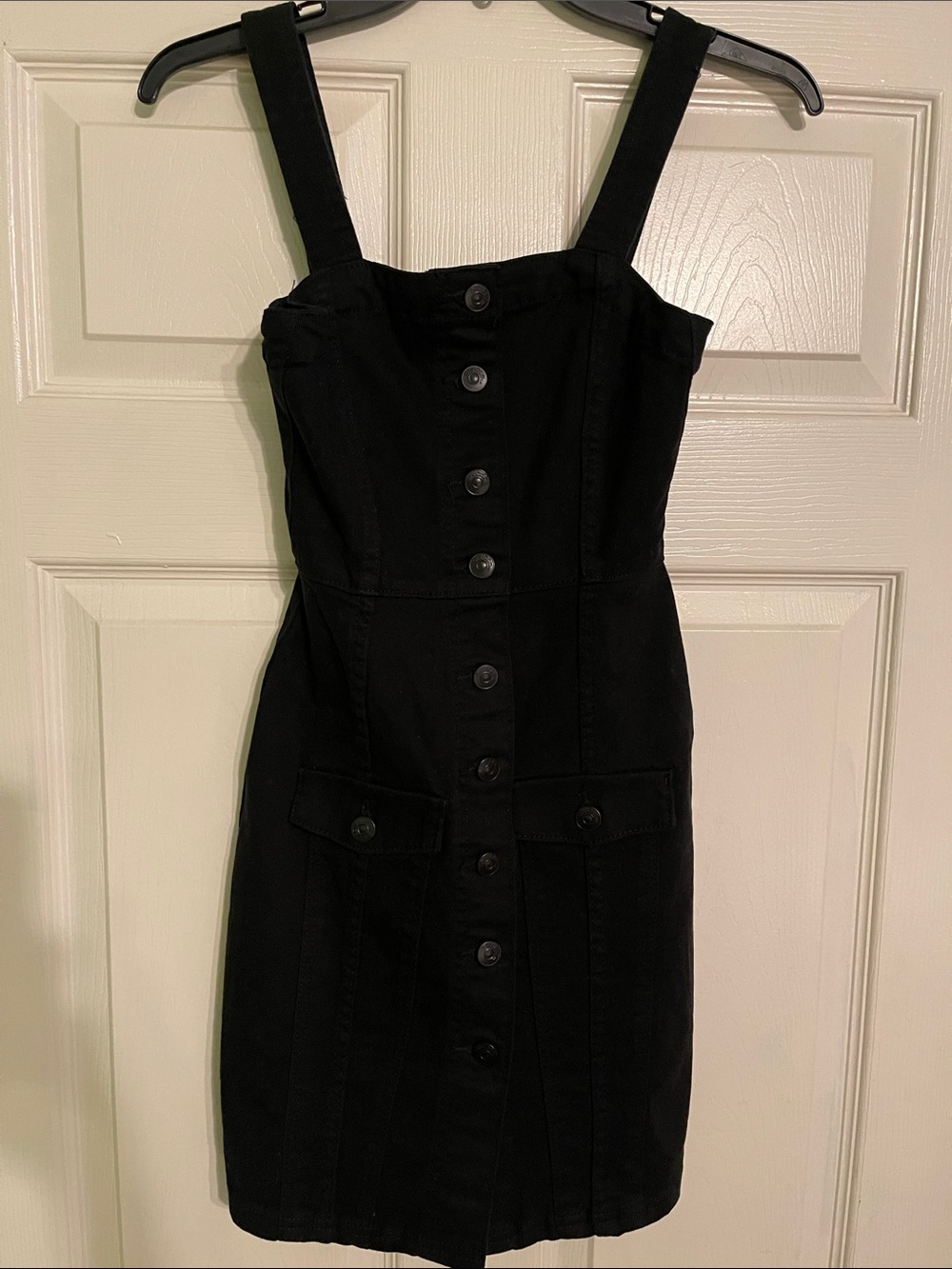 Divided Black Button-Front Mini Dress
